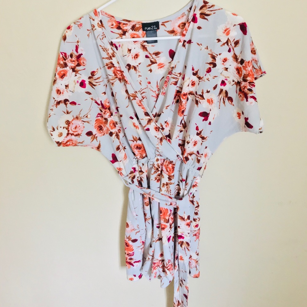 Spring Floral Romper w/  tie around belt.